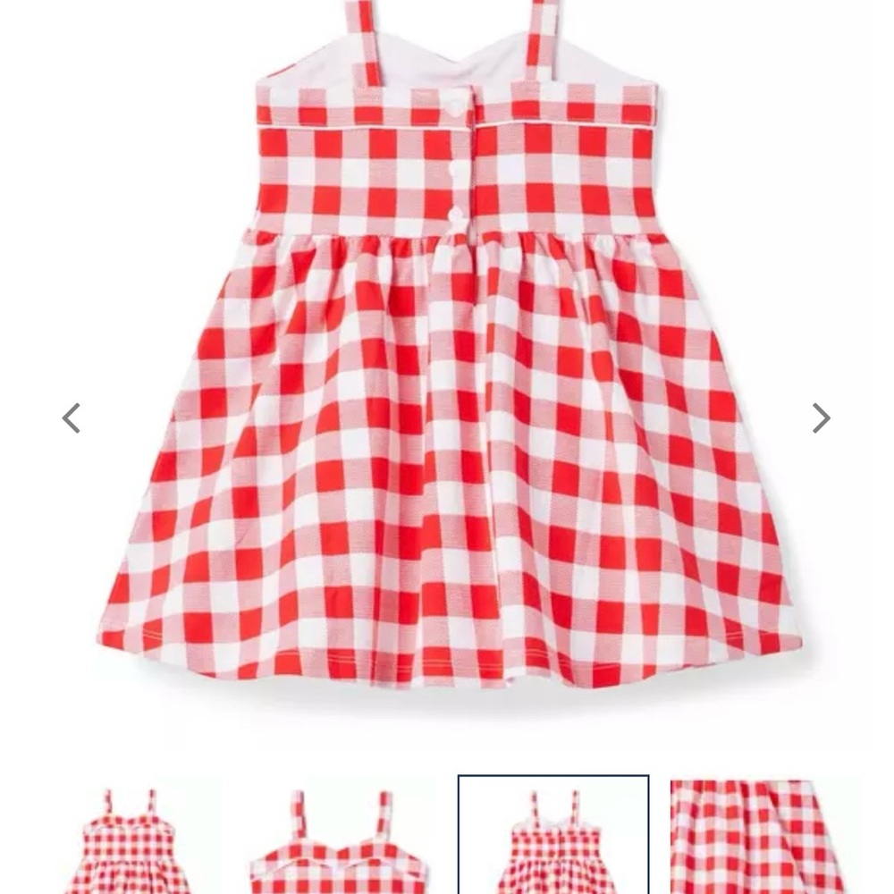 Janie and Jack Red and White Gingham / Checkered Dress Baby Girl - Picture 3 of 4